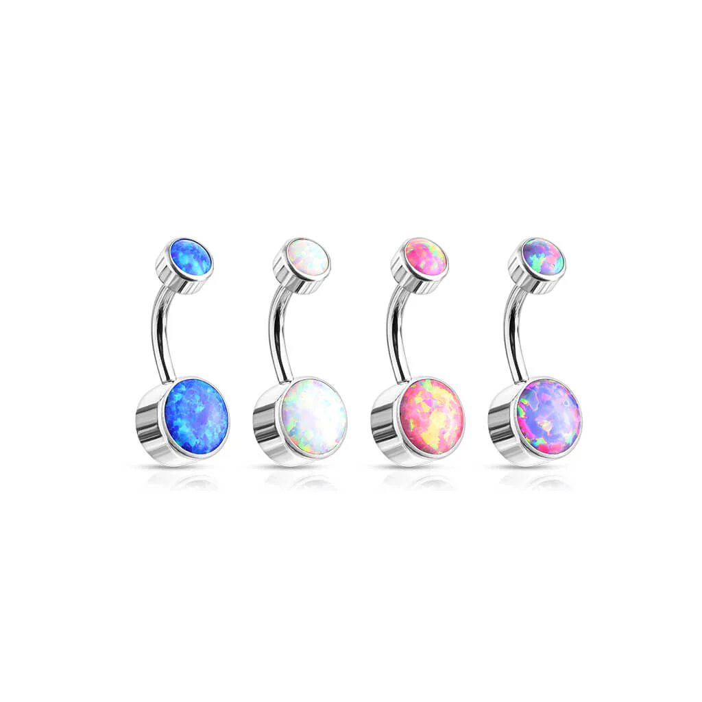 Titan Bauchnabelpiercing Opal Rund Silber Innengewinde - Image 5