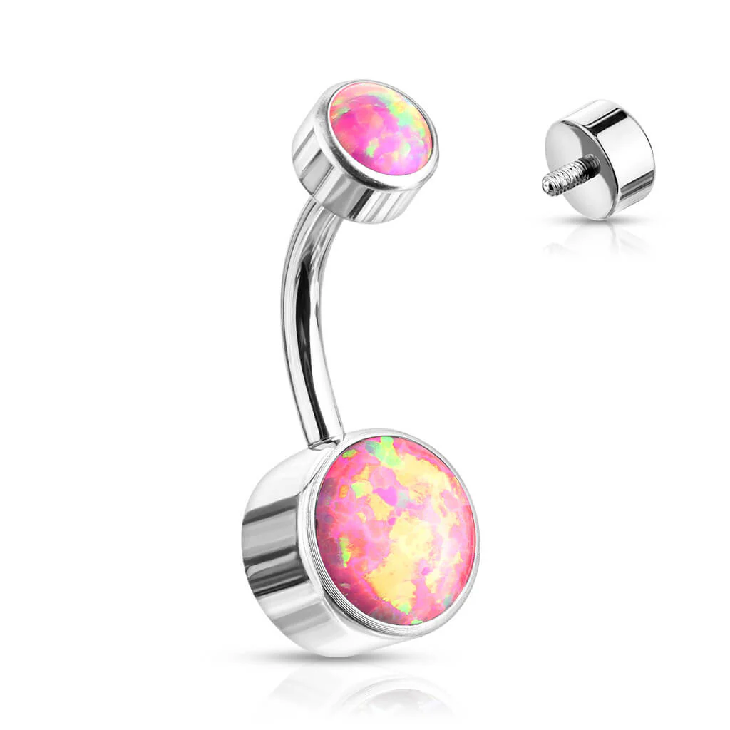 Titan Bauchnabelpiercing Opal Rund Silber Innengewinde - Image 6