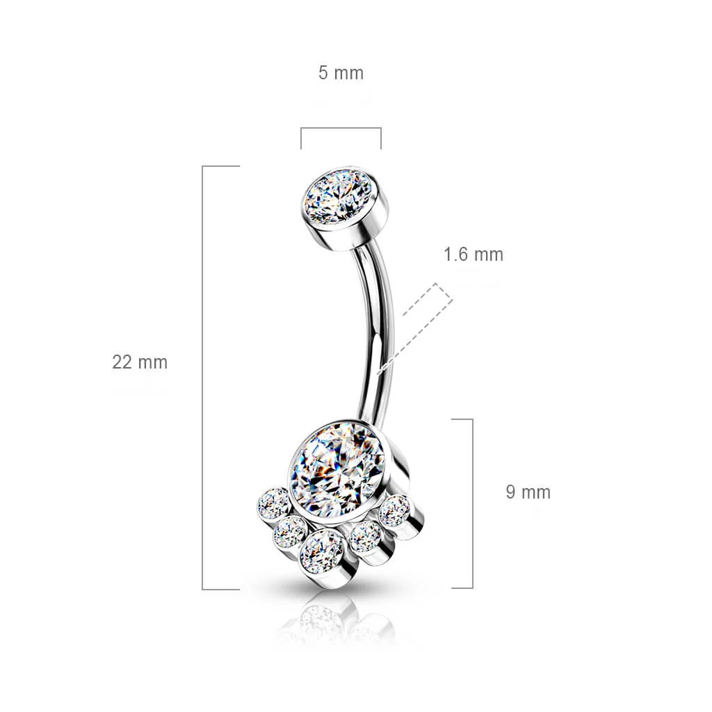 Titan Bauchnabelpiercing Zirkonia Silber Innengewinde - Image 10