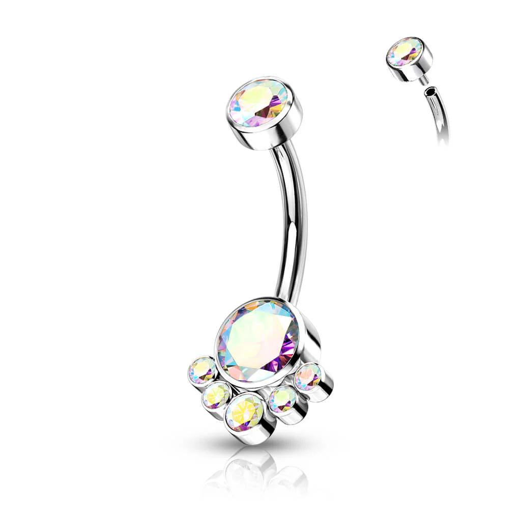 Titan Bauchnabelpiercing Zirkonia Silber Innengewinde - Image 2