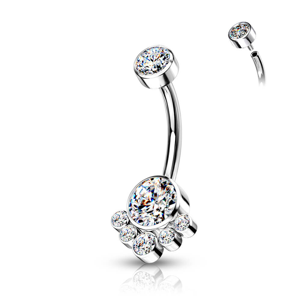 Titan Bauchnabelpiercing Zirkonia Silber Innengewinde - Image 3