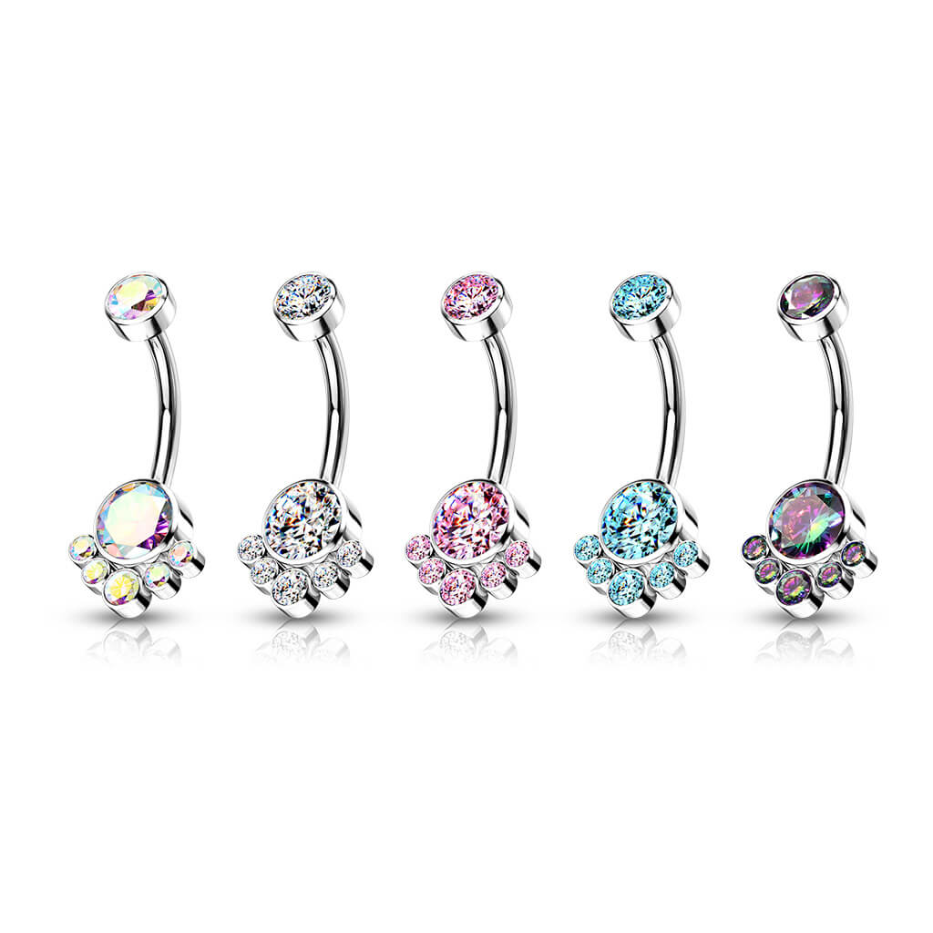 Titan Bauchnabelpiercing Zirkonia Silber Innengewinde - Image 4