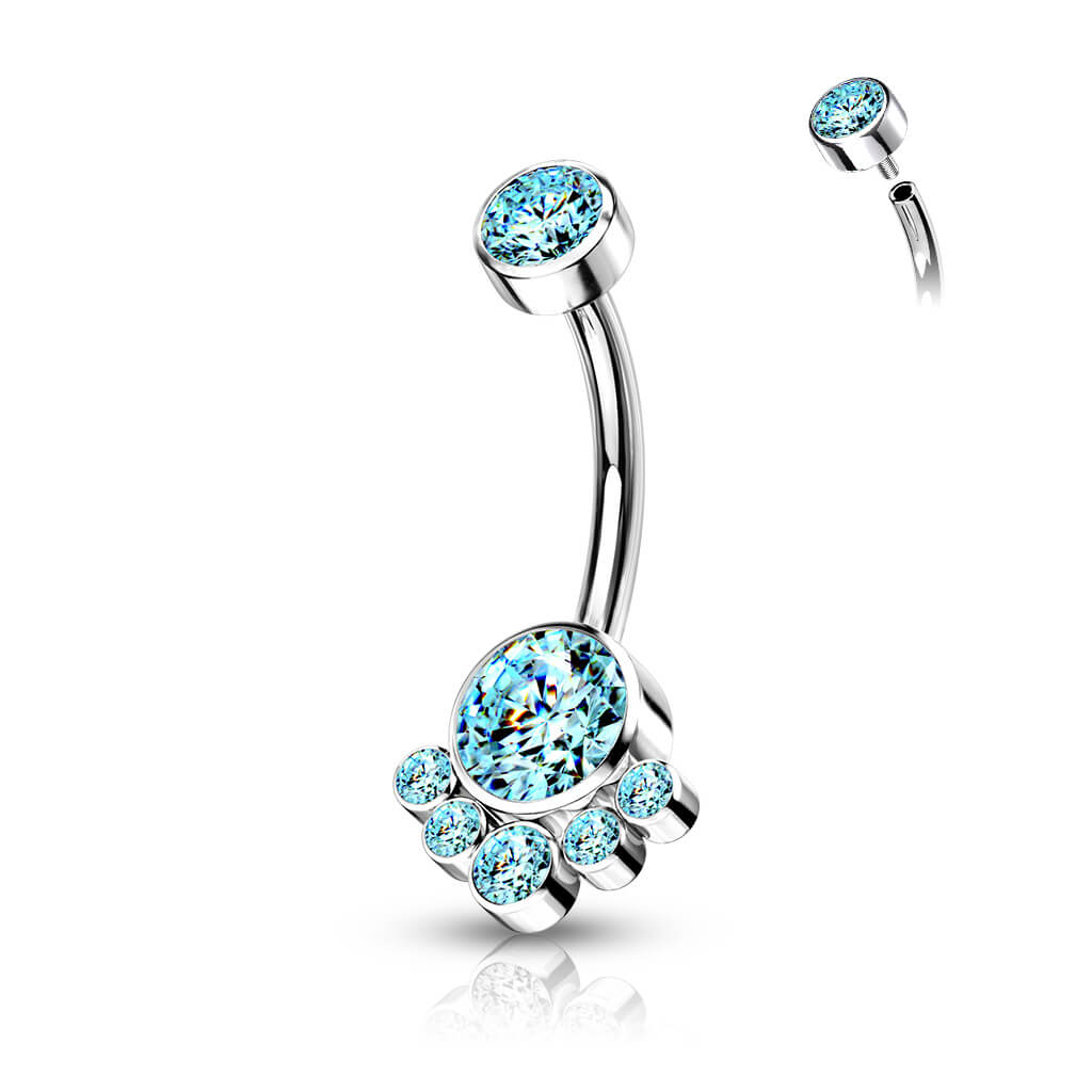 Titan Bauchnabelpiercing Zirkonia Silber Innengewinde - Image 7