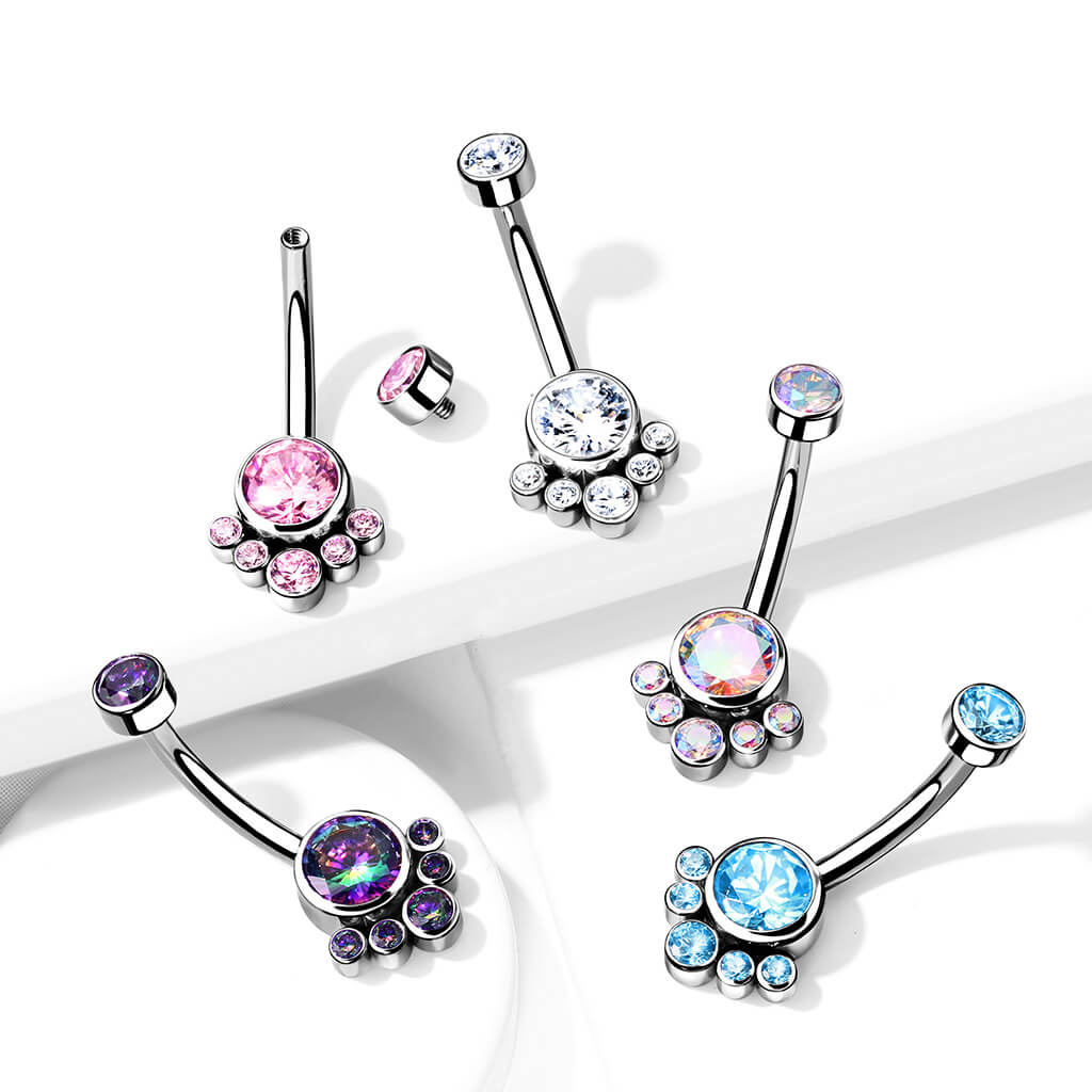 Titan Bauchnabelpiercing Zirkonia Silber Innengewinde - Image 8