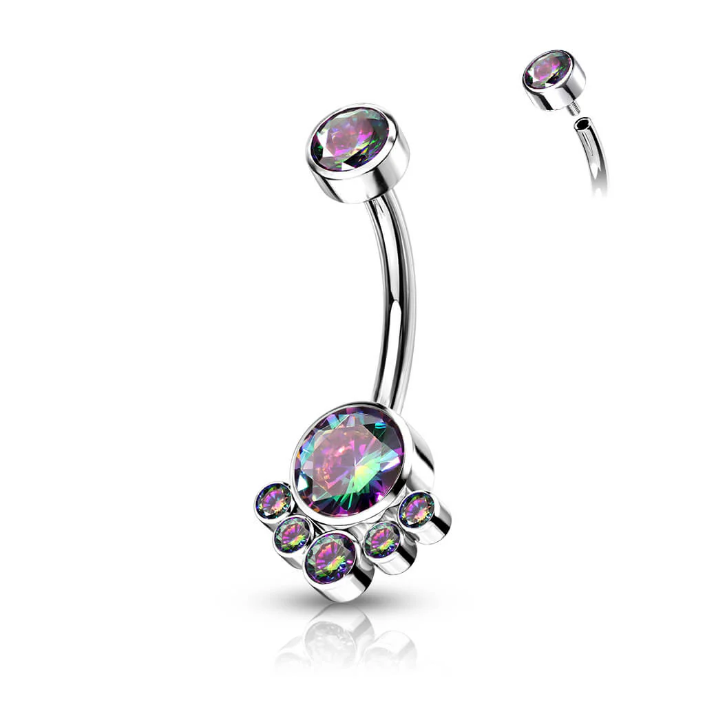 Titan Bauchnabelpiercing Zirkonia Silber Innengewinde - Image 9