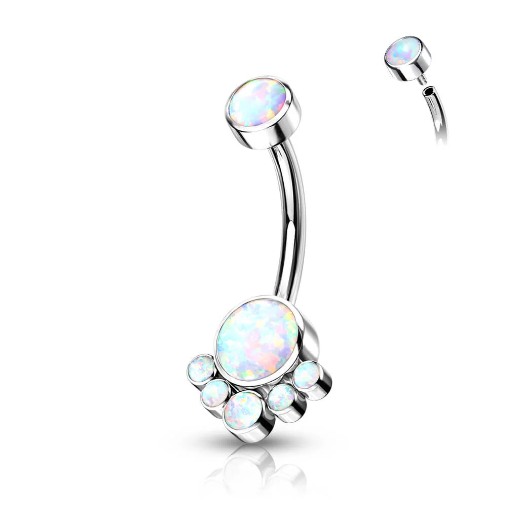 Titan Bauchnabelpiercing Opal Silber Innengewinde - Image 3
