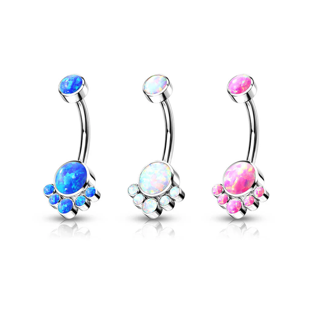 Titan Bauchnabelpiercing Opal Silber Innengewinde - Image 4