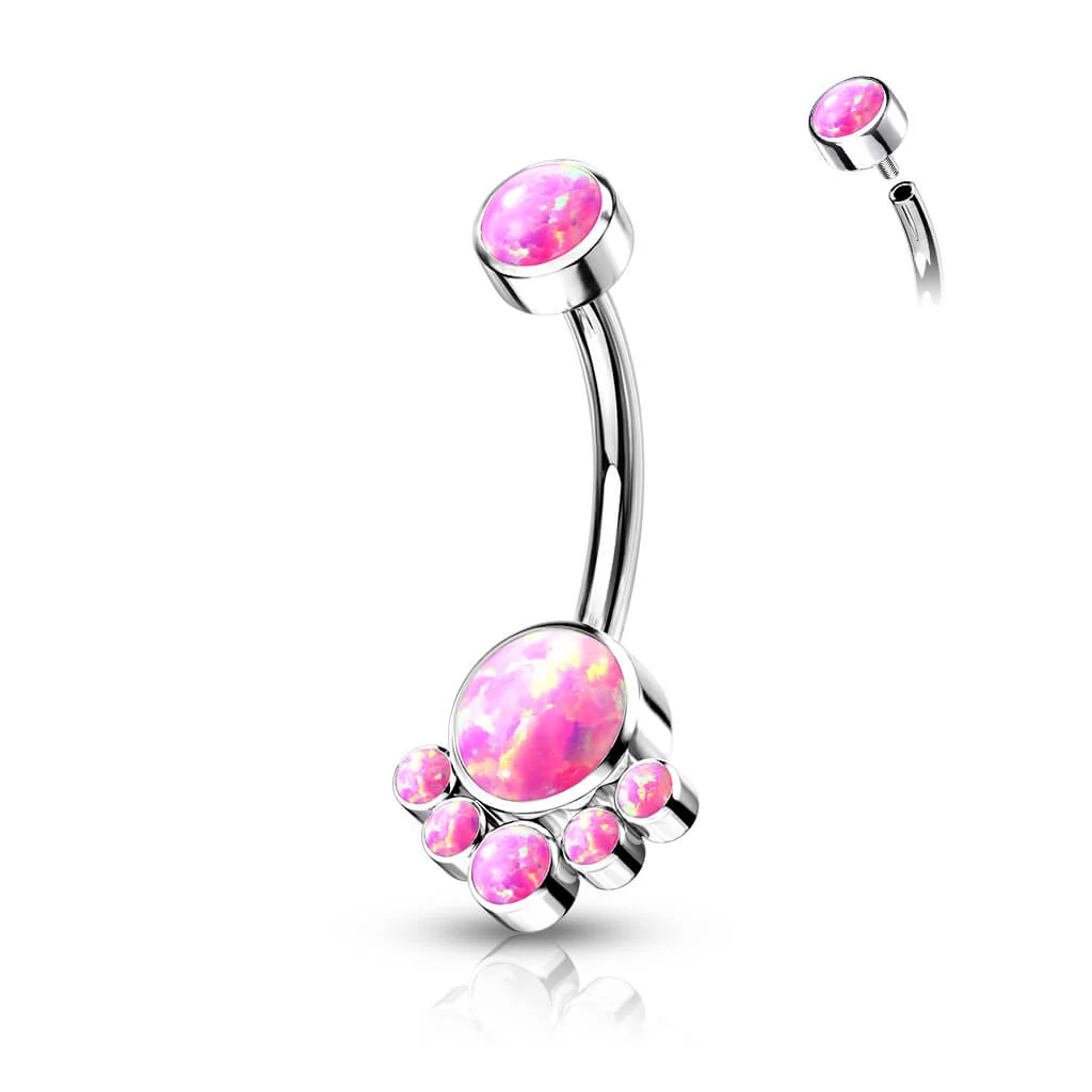 Titan Bauchnabelpiercing Opal Silber Innengewinde - Image 5