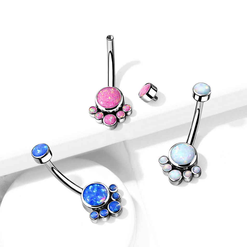 Titan Bauchnabelpiercing Opal Silber Innengewinde - Image 7