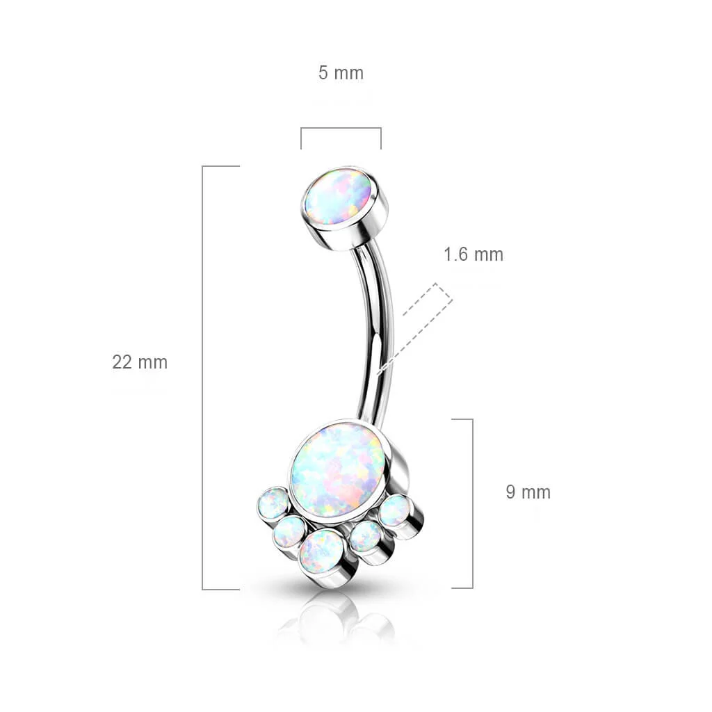 Titan Bauchnabelpiercing Opal Silber Innengewinde - Image 8