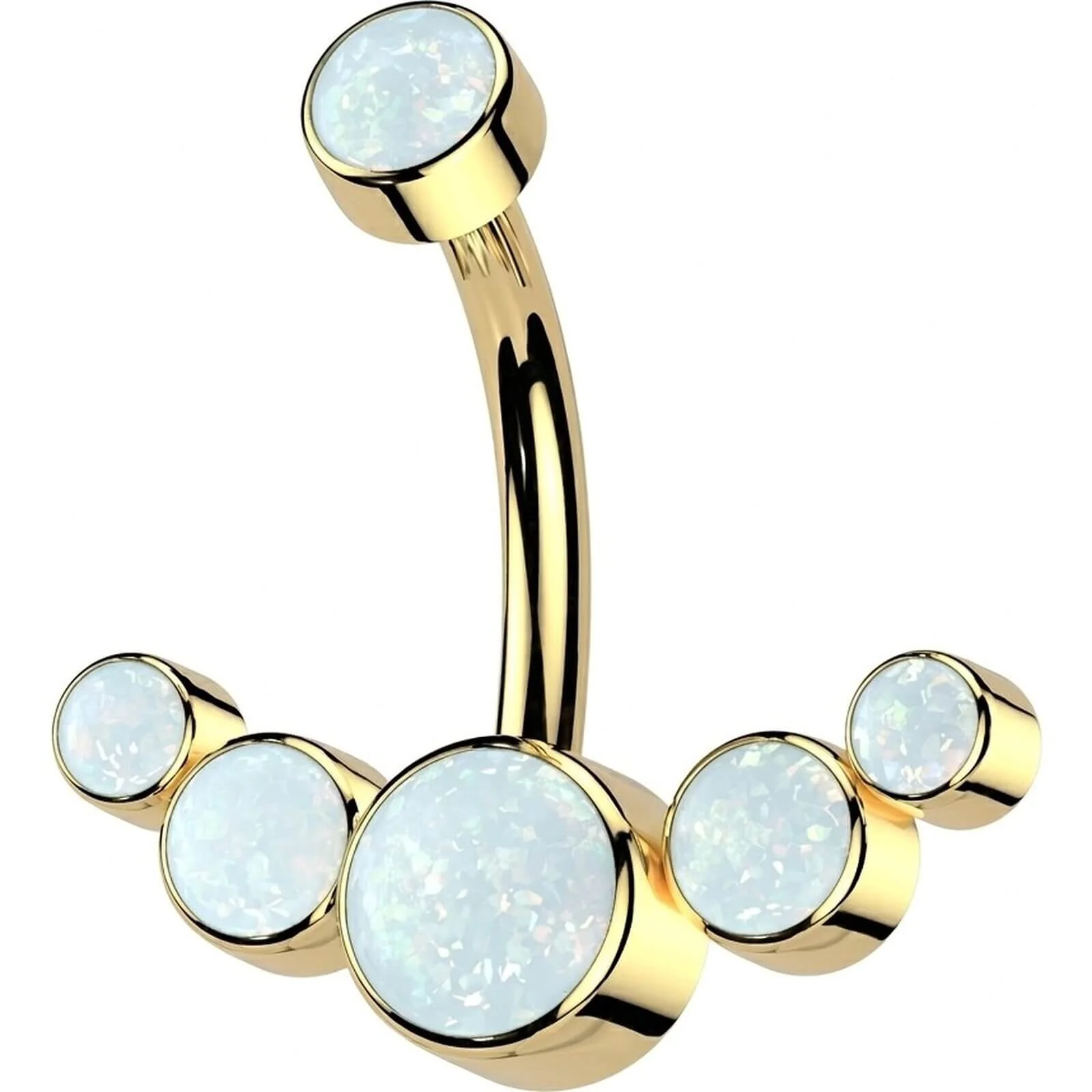 Titan Bauchnabelpiercing 5 Opal Silber Innengewinde