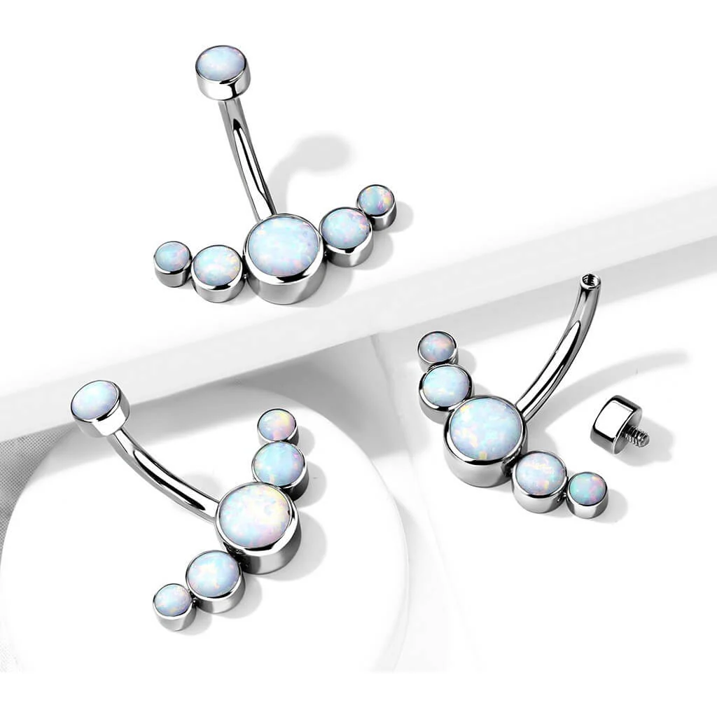 Titan Bauchnabelpiercing 5 Opal Silber Innengewinde - Image 3