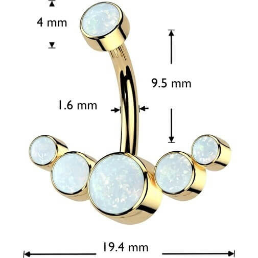 Titan Bauchnabelpiercing 5 Opal Silber Innengewinde - Image 4
