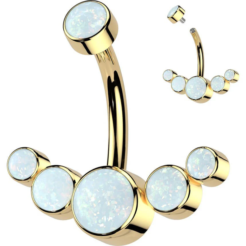 Titan Bauchnabelpiercing 5 Opal Silber Innengewinde - Image 6
