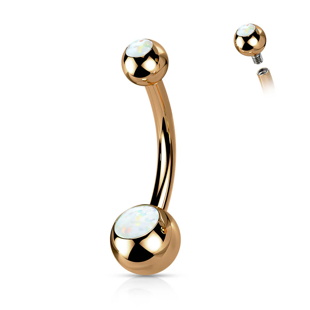 Titan Bauchnabelpiercing Kugel Opal Innengewinde - Image 10