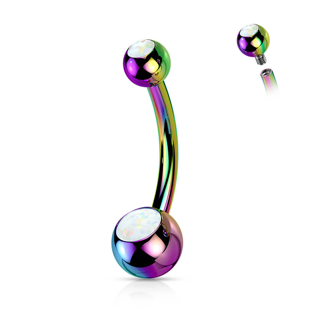 Titan Bauchnabelpiercing Kugel Opal Innengewinde - Image 11