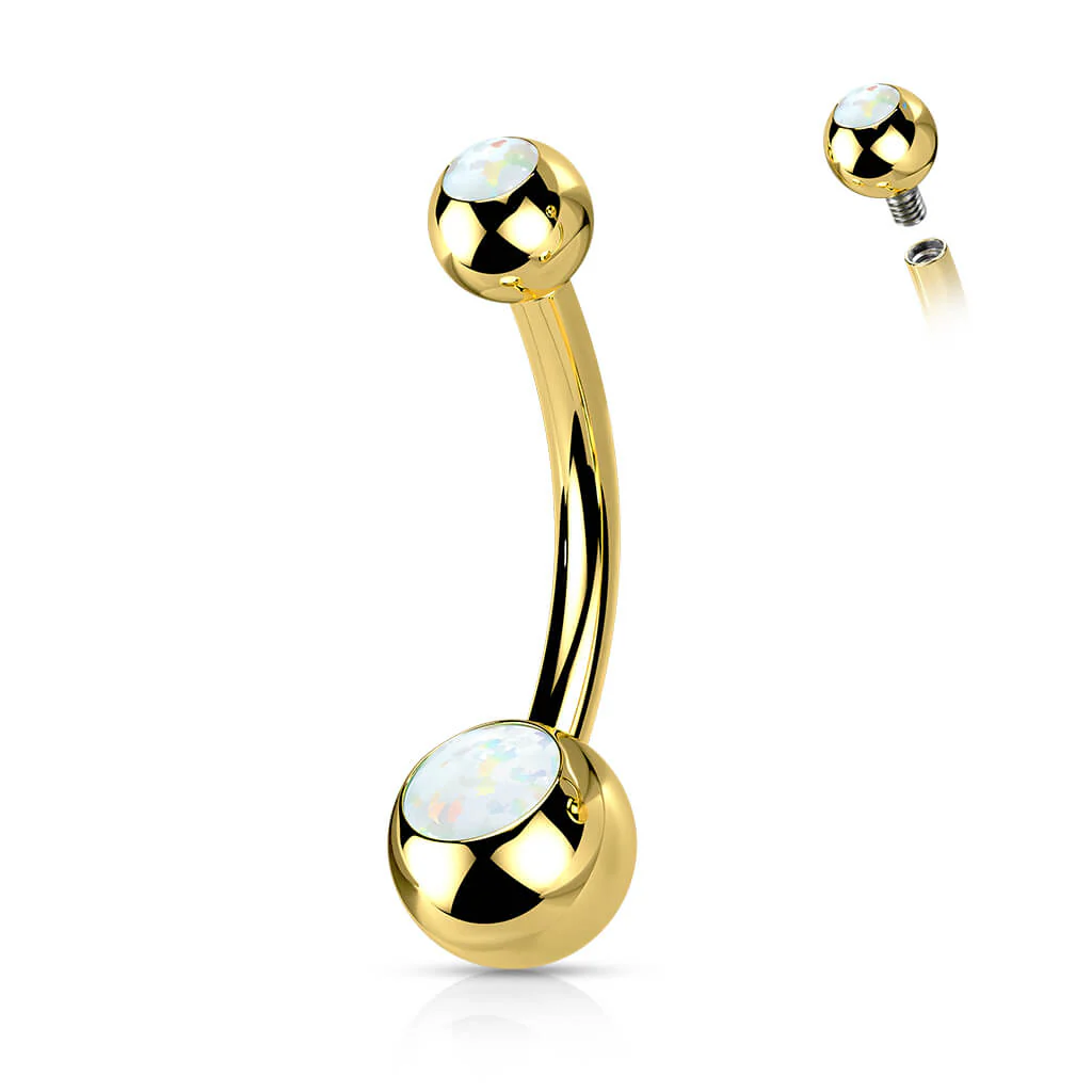 Titan Bauchnabelpiercing Kugel Opal Innengewinde - Image 2