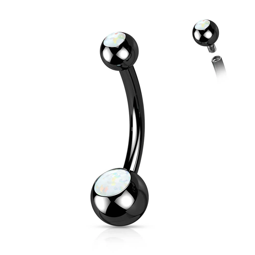 Titan Bauchnabelpiercing Kugel Opal Innengewinde - Image 4