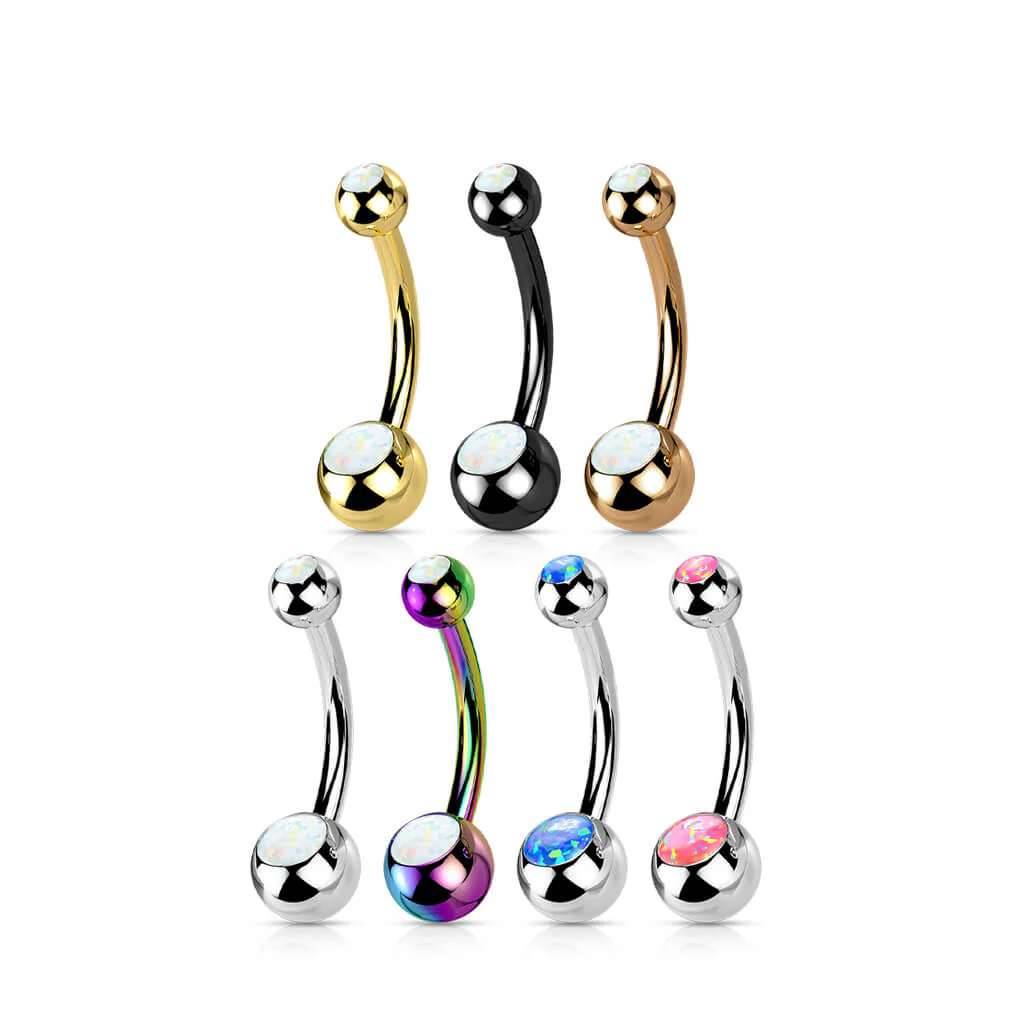 Titan Bauchnabelpiercing Kugel Opal Innengewinde - Image 5