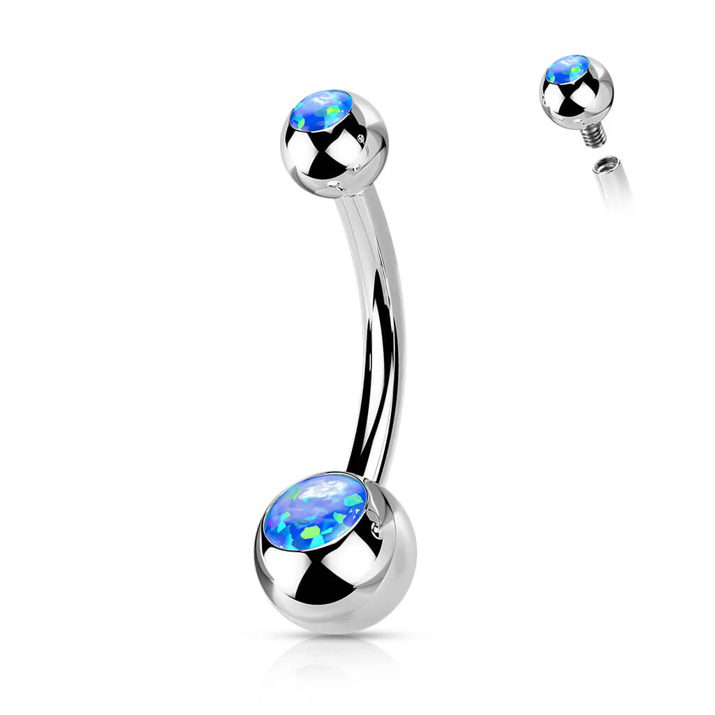 Titan Bauchnabelpiercing Kugel Opal Innengewinde - Image 6