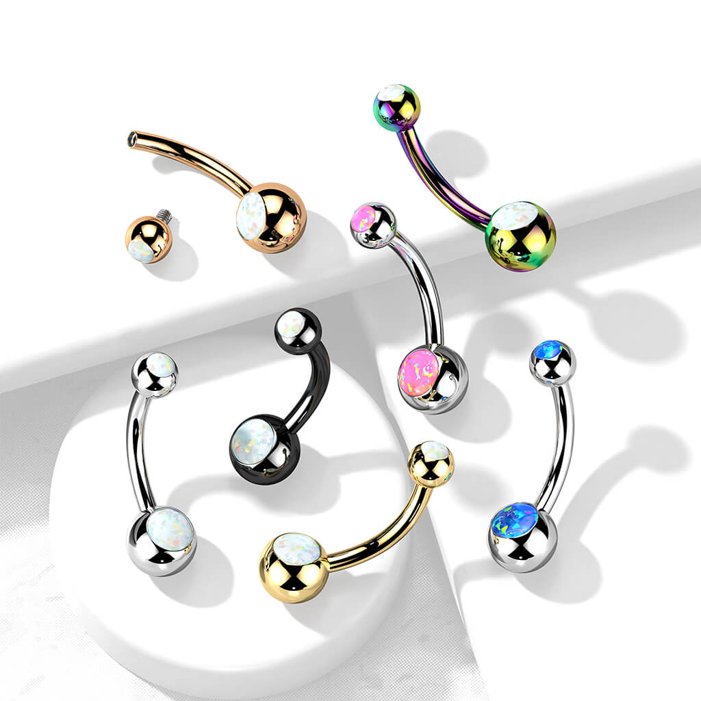 Titan Bauchnabelpiercing Kugel Opal Innengewinde - Image 7