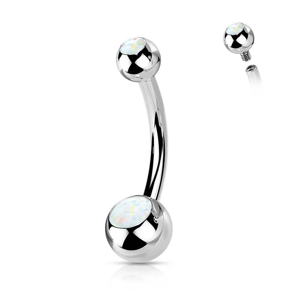 Titan Bauchnabelpiercing Kugel Opal Innengewinde - Image 8