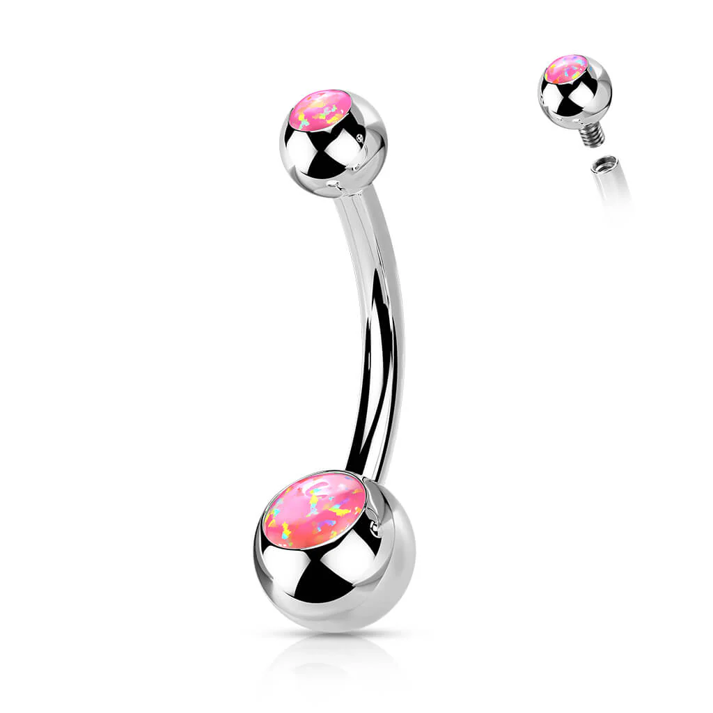 Titan Bauchnabelpiercing Kugel Opal Innengewinde - Image 9