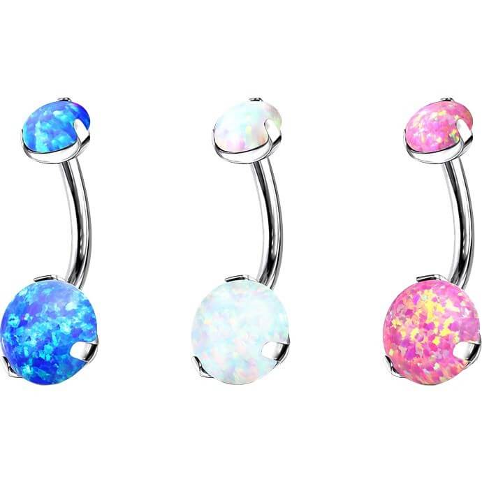 Titan Bauchnabelpiercing Opal Krappenfassung Innengewinde - Image 2