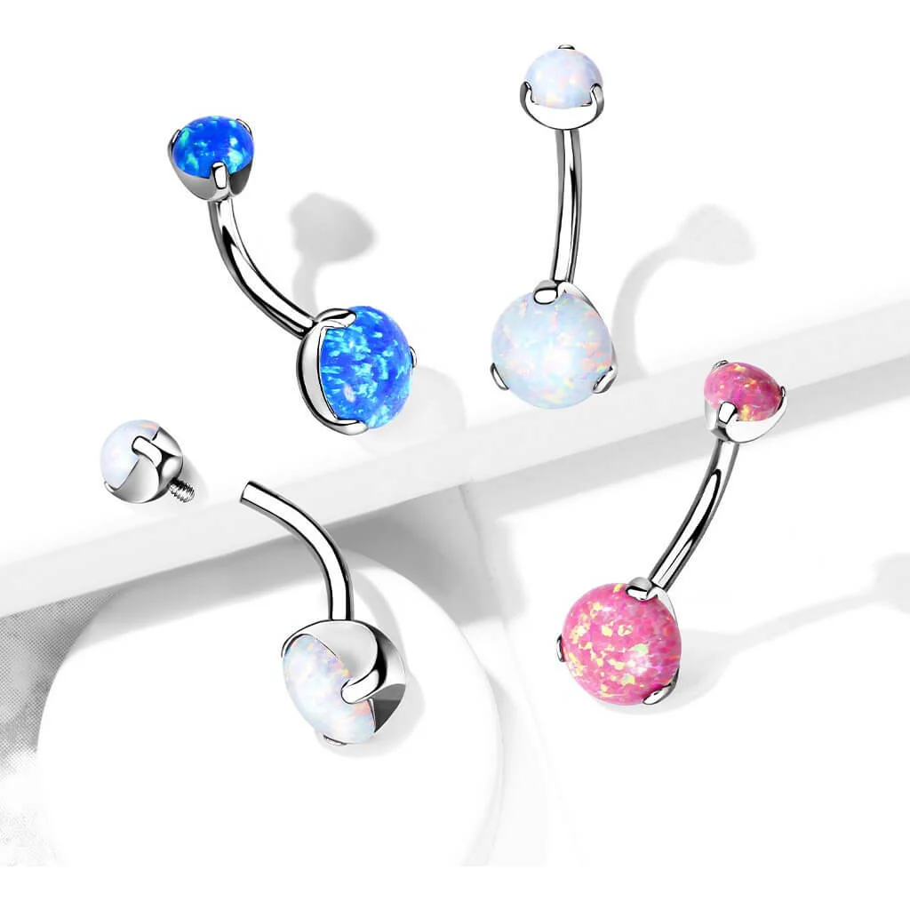 Titan Bauchnabelpiercing Opal Krappenfassung Innengewinde - Image 4