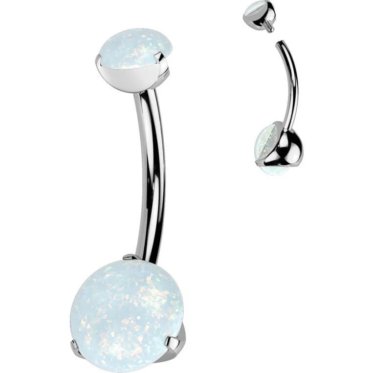 Titan Bauchnabelpiercing Opal Krappenfassung Innengewinde - Image 6
