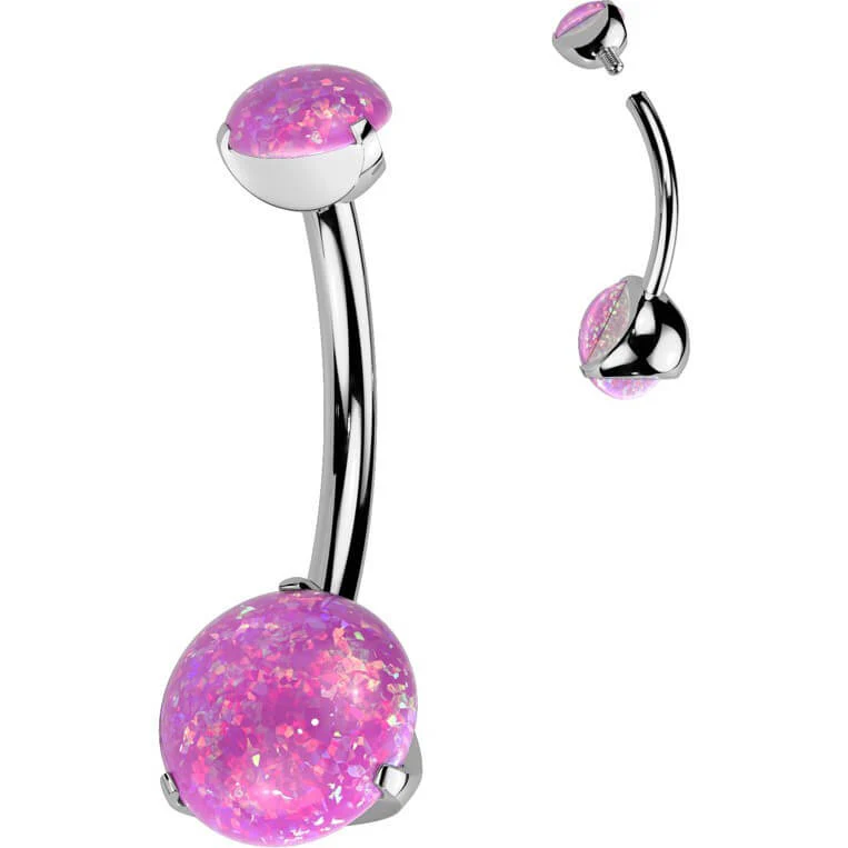 Titan Bauchnabelpiercing Opal Krappenfassung Innengewinde - Image 7