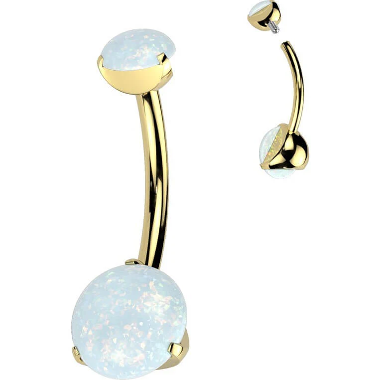 Titan Bauchnabelpiercing Opal Krappenfassung Innengewinde - Image 9
