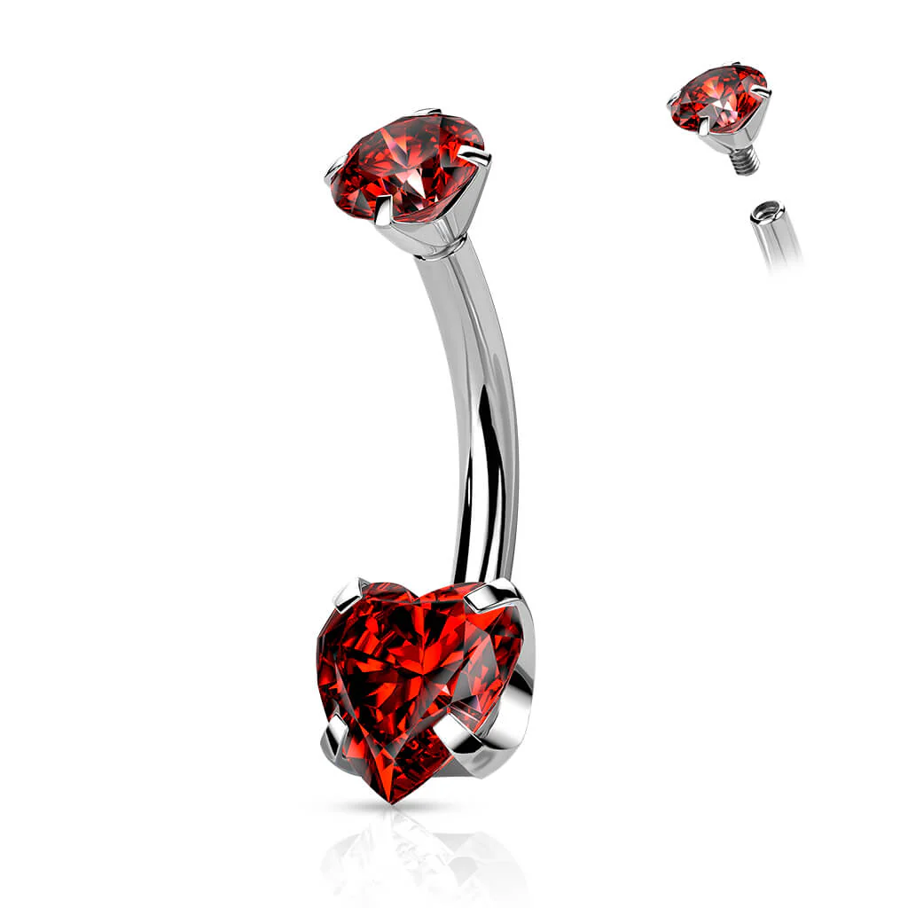 Titan Bauchnabelpiercing Herz Zirkonia Krappenfassung Innengewinde - Image 10