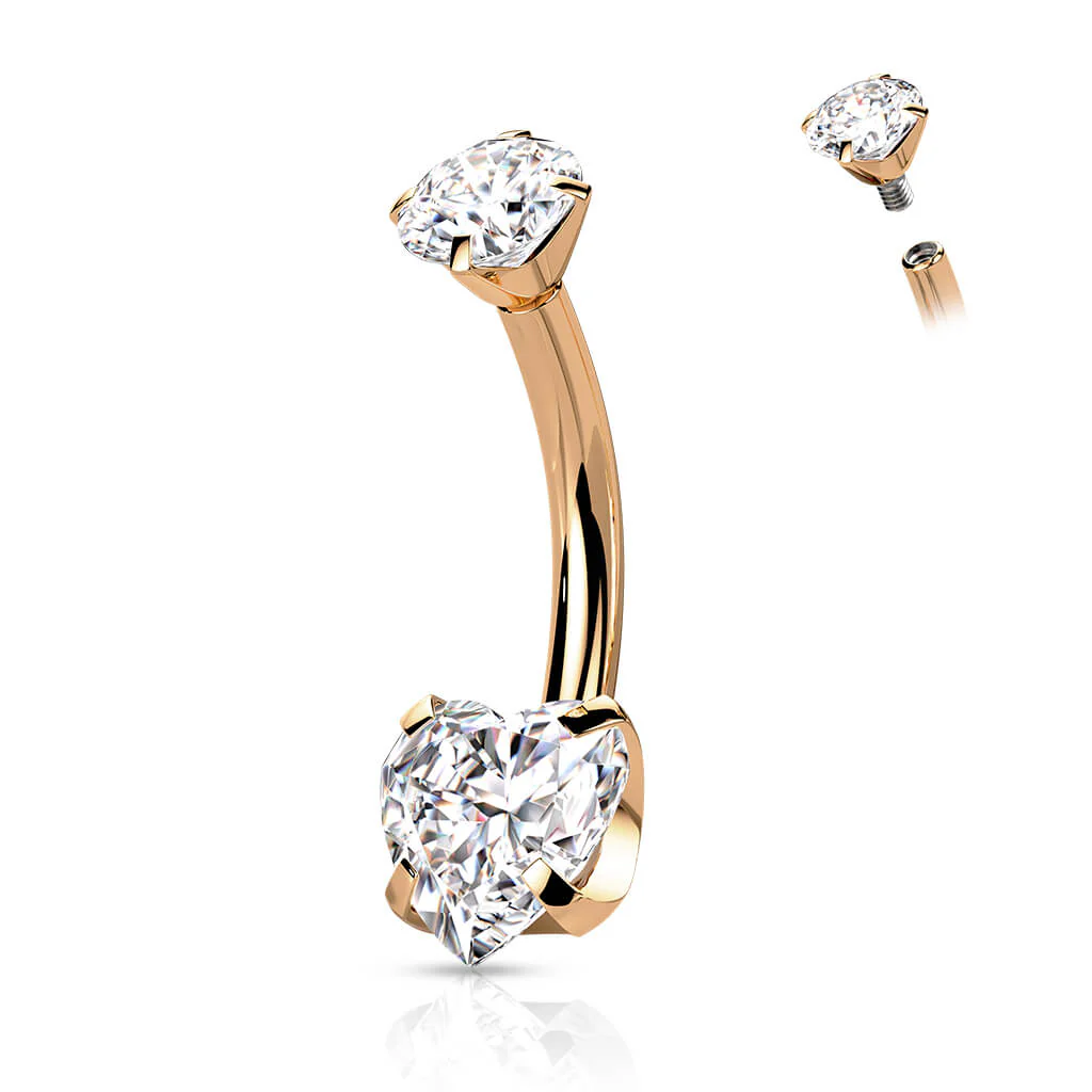 Titan Bauchnabelpiercing Herz Zirkonia Krappenfassung Innengewinde - Image 11