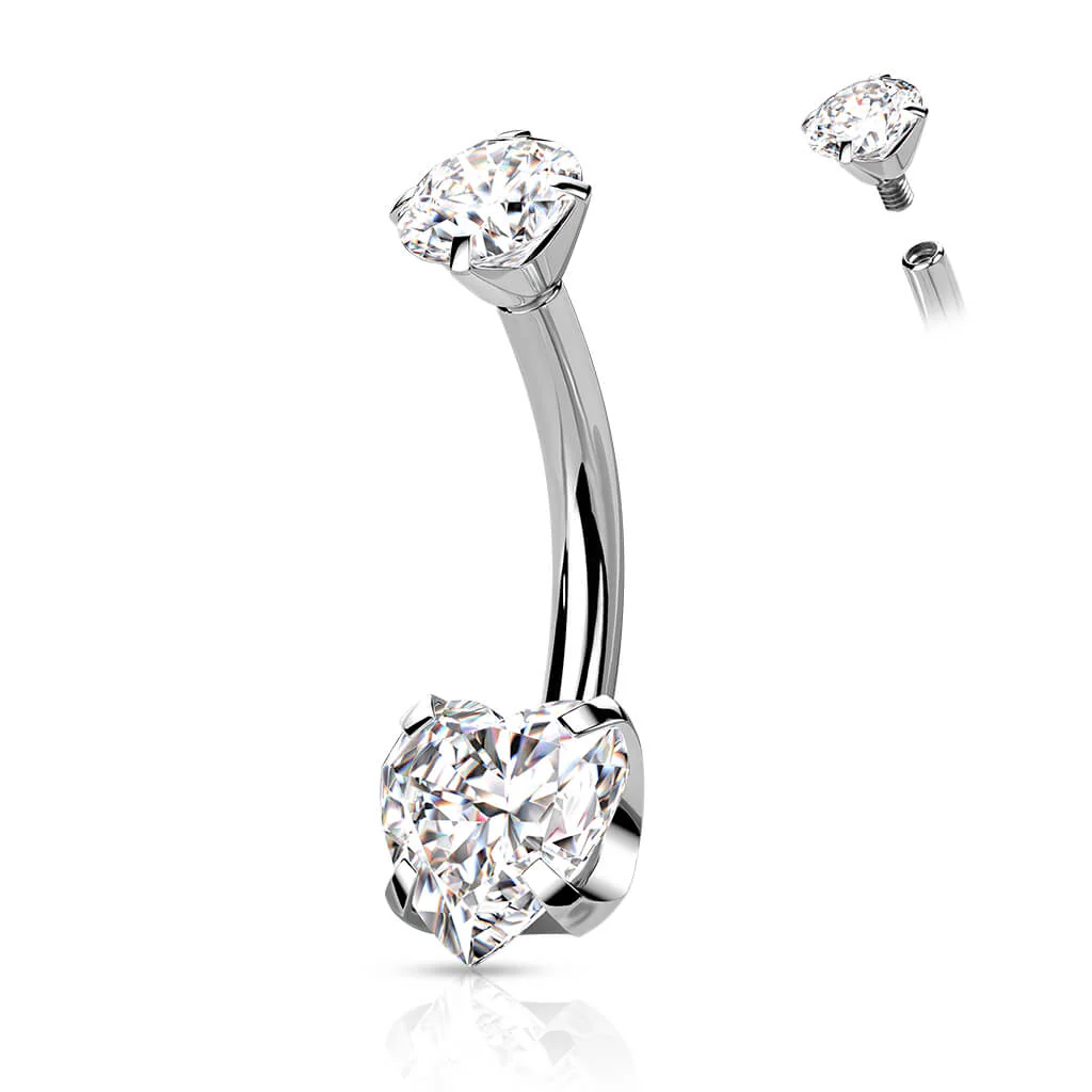 Titan Bauchnabelpiercing Herz Zirkonia Krappenfassung Innengewinde - Image 3