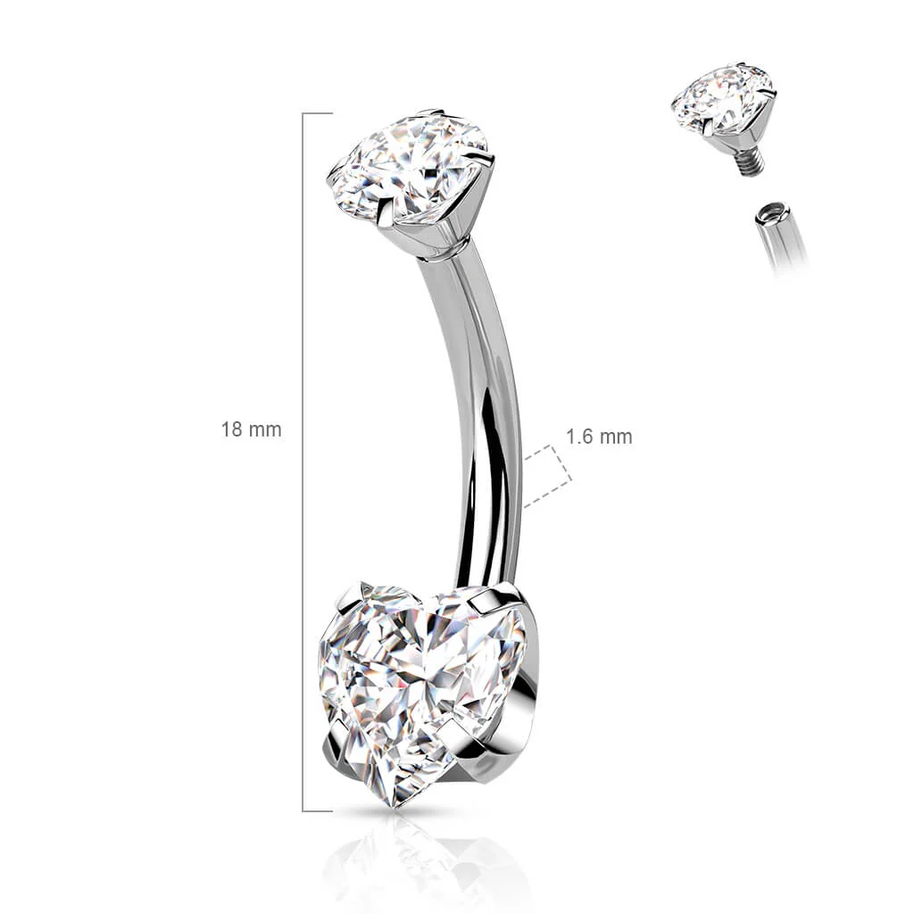 Titan Bauchnabelpiercing Herz Zirkonia Krappenfassung Innengewinde - Image 4