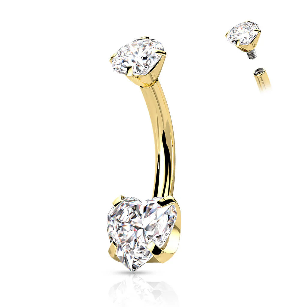 Titan Bauchnabelpiercing Herz Zirkonia Krappenfassung Innengewinde - Image 5
