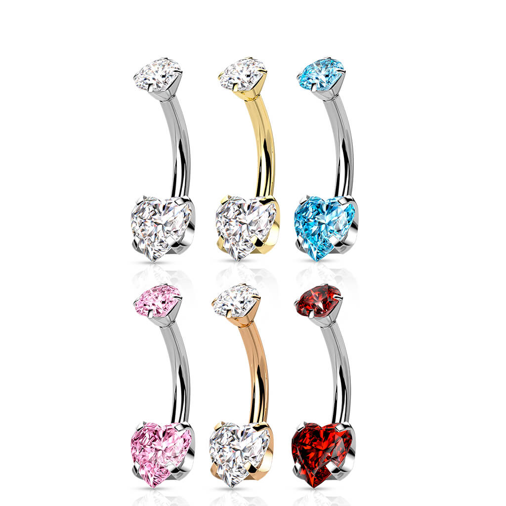 Titan Bauchnabelpiercing Herz Zirkonia Krappenfassung Innengewinde - Image 6
