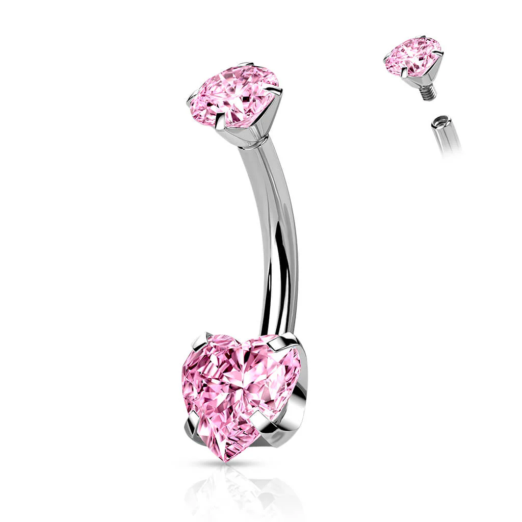 Titan Bauchnabelpiercing Herz Zirkonia Krappenfassung Innengewinde - Image 7
