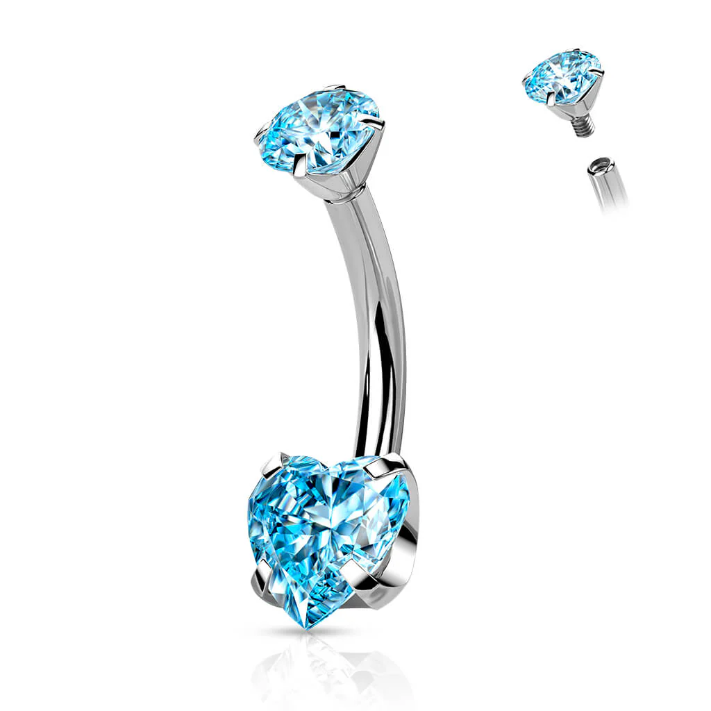 Titan Bauchnabelpiercing Herz Zirkonia Krappenfassung Innengewinde - Image 9
