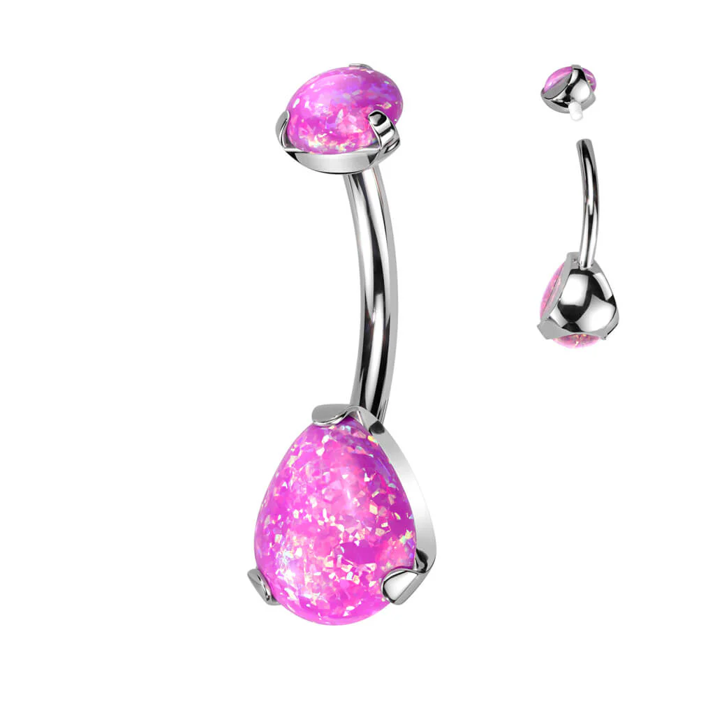 Titan Bauchnabelpiercing Tropfen Opal Krappenfassung Innengewinde - Image 10