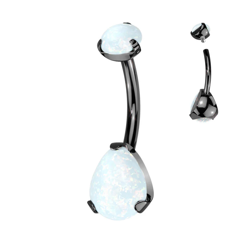 Titan Bauchnabelpiercing Tropfen Opal Krappenfassung Innengewinde - Image 4