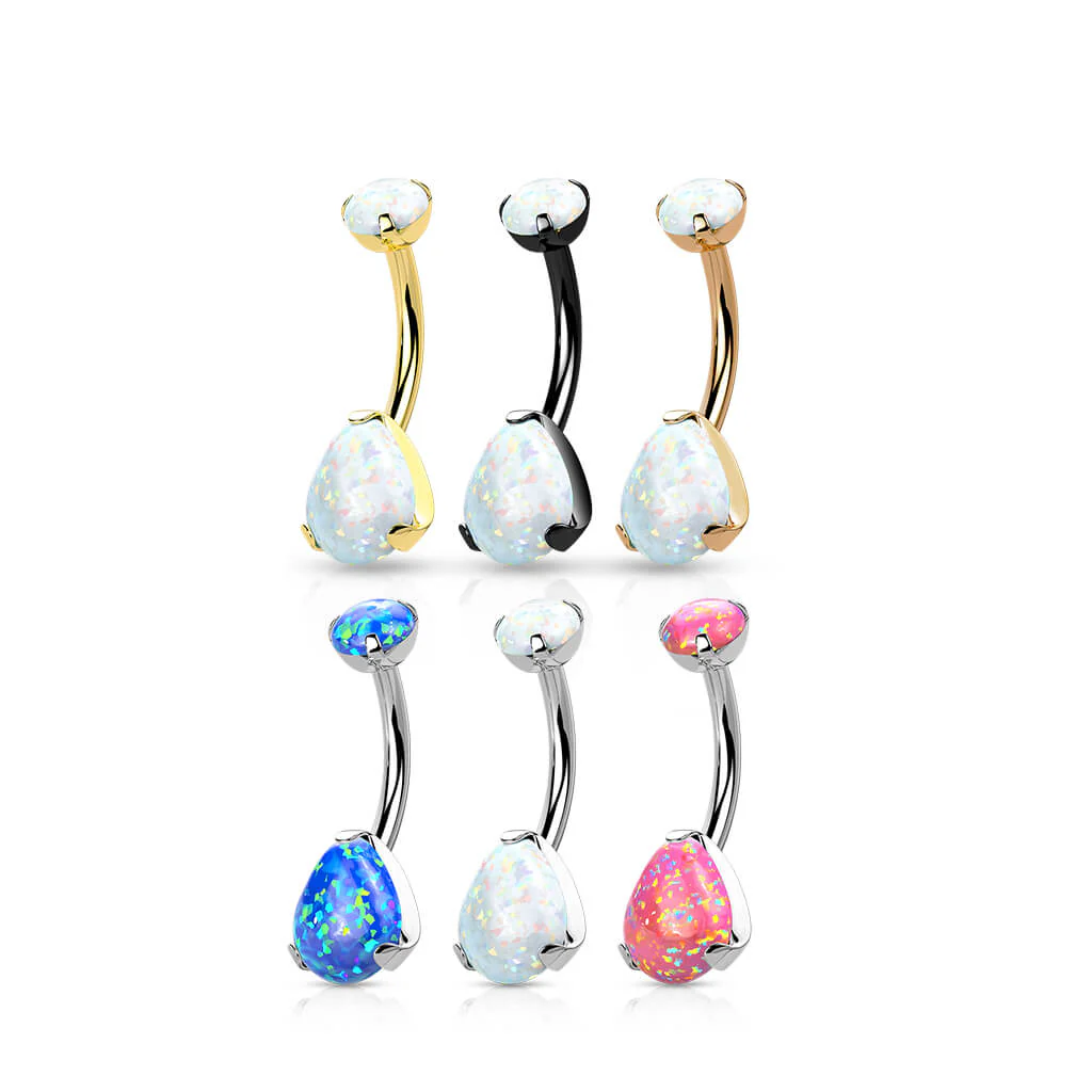 Titan Bauchnabelpiercing Tropfen Opal Krappenfassung Innengewinde - Image 5