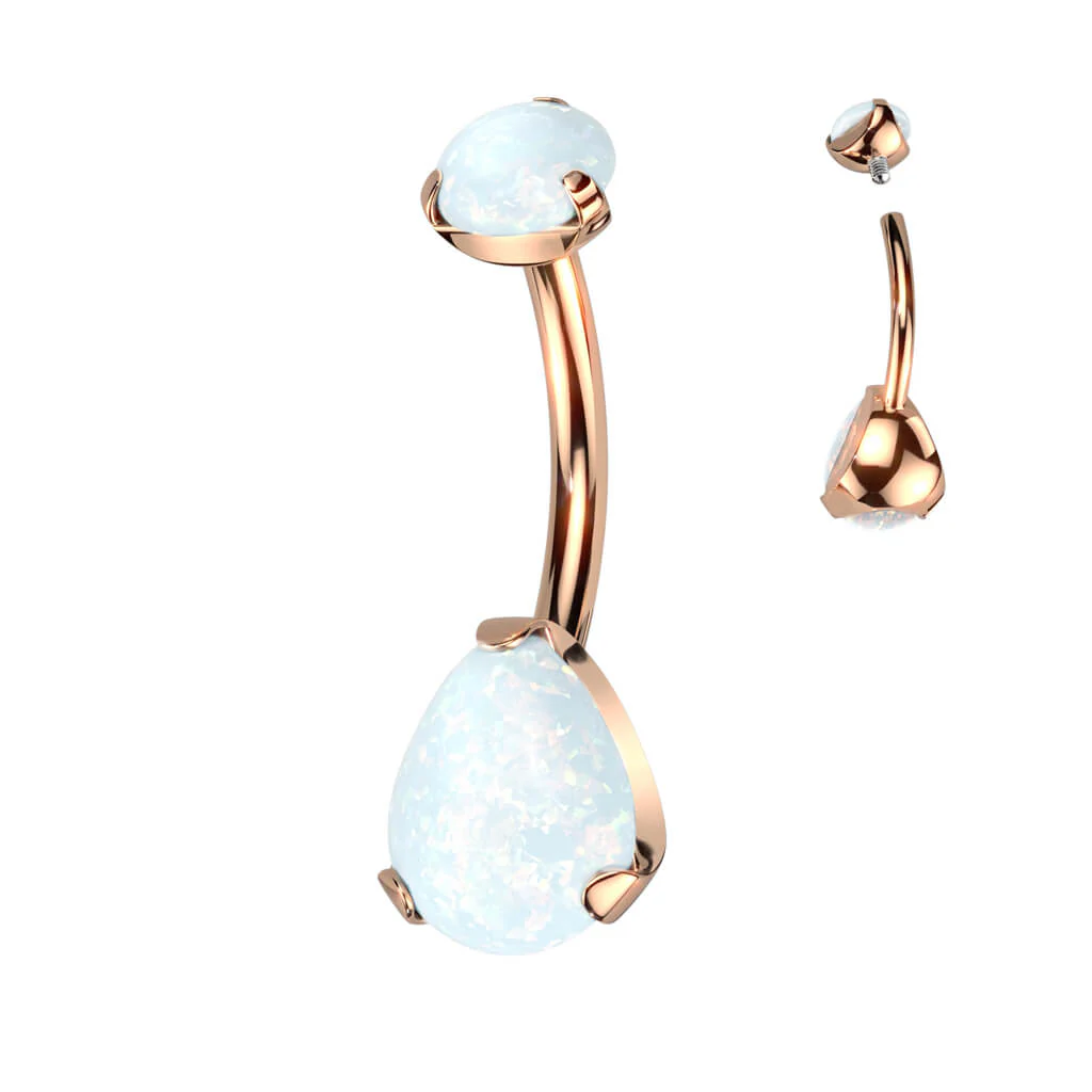 Titan Bauchnabelpiercing Tropfen Opal Krappenfassung Innengewinde - Image 6