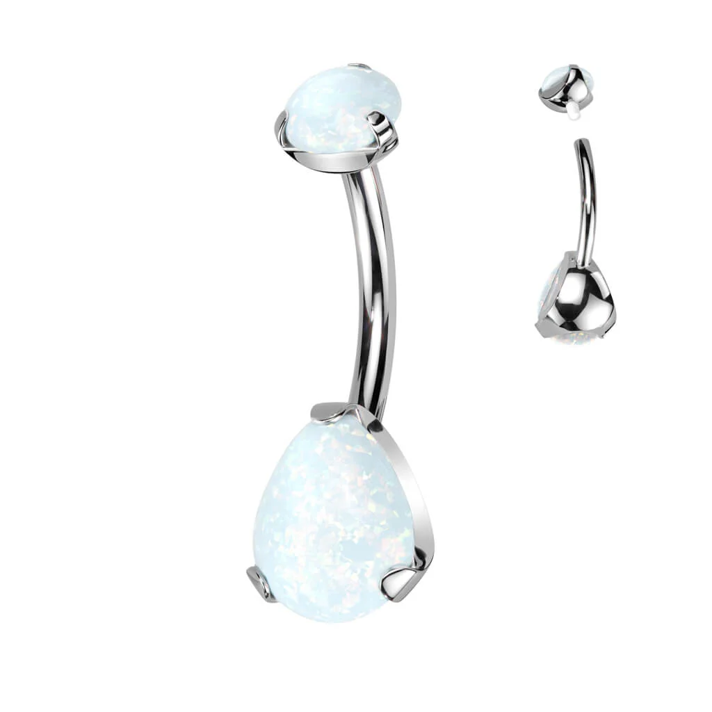 Titan Bauchnabelpiercing Tropfen Opal Krappenfassung Innengewinde - Image 9