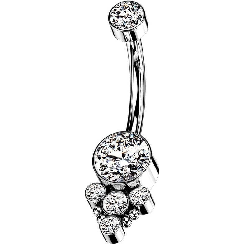 Titan Bauchnabelpiercing Zirkonia Opal Silber Innengewinde