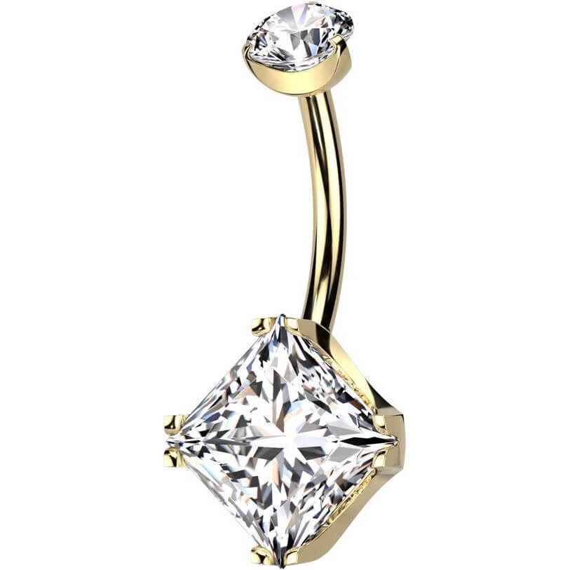 Titan Bauchnabelpiercing Quadrat Zirkonia Innengewinde