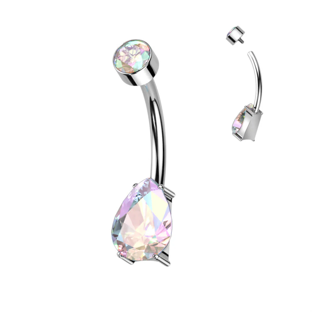 Titan Bauchnabelpiercing Tropfen Zirkonia Innengewinde - Image 3