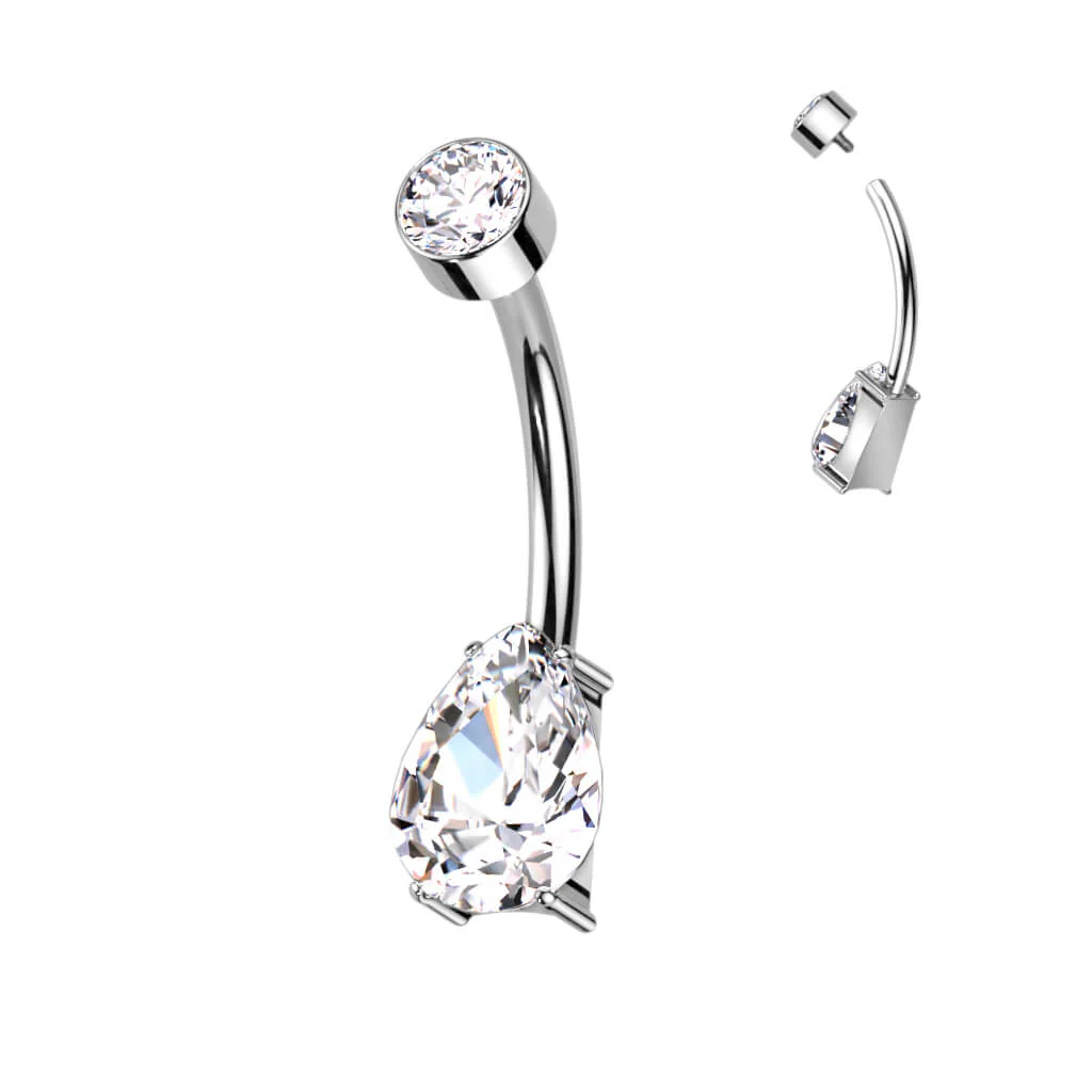 Titan Bauchnabelpiercing Tropfen Zirkonia Innengewinde - Image 4