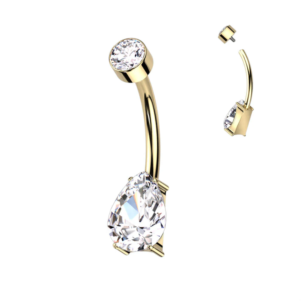 Titan Bauchnabelpiercing Tropfen Zirkonia Innengewinde - Image 5